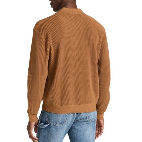 Madewell NWT Johnny Collar Long Sleeve Sweater Polo Acorn 2023 Size L - Picture 4 of 11